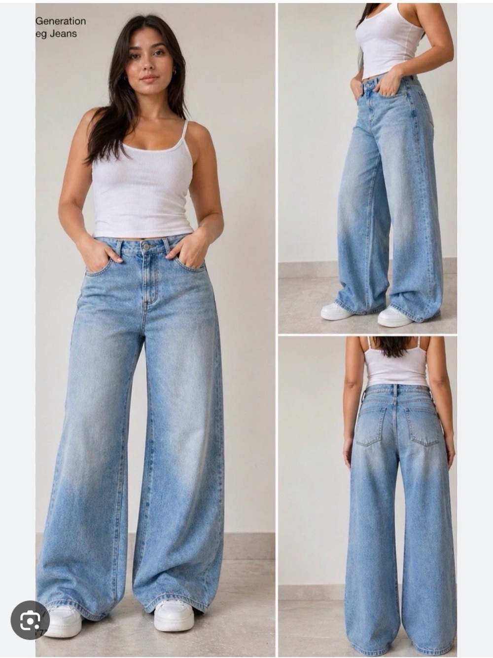 BCBGeneration Light Blue Wide-Leg High-Rise Jeans